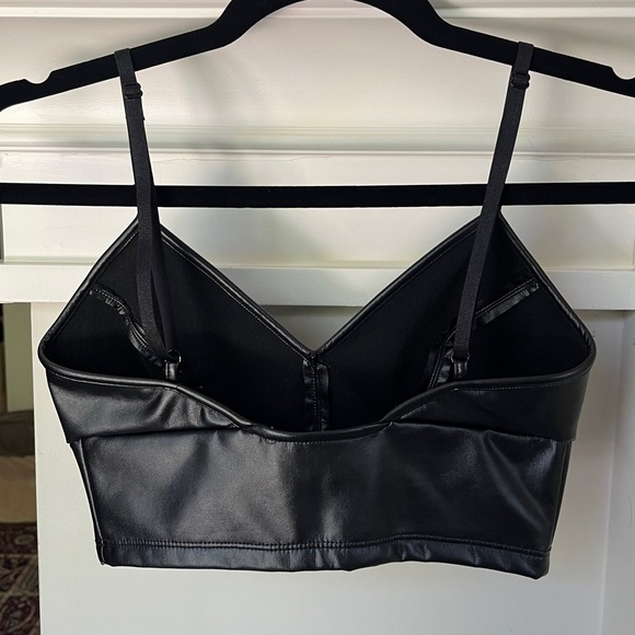 Stretchy Black Faux Leather Crop Tank - Picture 2 of 5